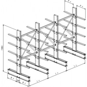 Cantilever bifronte a 4 colonne h. 1980 - Base + 4+4 mensole P. 480