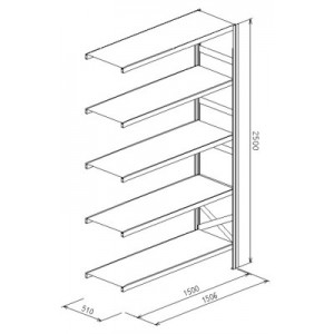 Modulo aggiunto da L.1506xP.510xH.2500 a 5 piani - Port.piano Kg.175