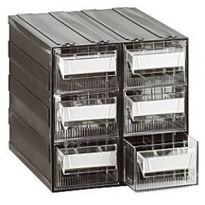 Cassettiera a 6 cassetti plastica TRASPARENTE + 12 divisori 