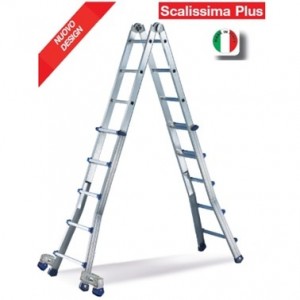 Scala professionale telescopica a 10+10 gradini - H.lavoro fino a m. 5,15