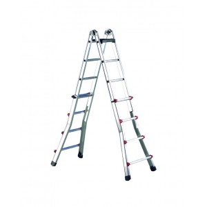 Scala professionale telescopica a 6+6 gradini - H.lavoro fino a m. 3,00