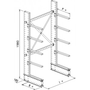 Cantilever monofronte a 2 colonne h. 1980 - Base + 4 mensole P. 480