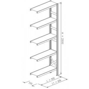 Modulo aggiunto da L.906xP.330xH.2500 a 5 piani - Port.piano Kg.280