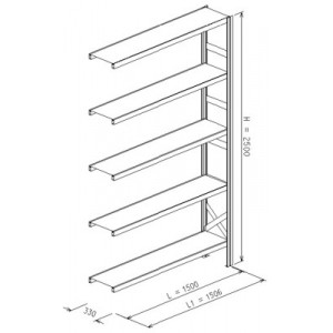 Modulo aggiunto da L.1506xP.330xH.2500 a 5 piani - Port.piano Kg.175