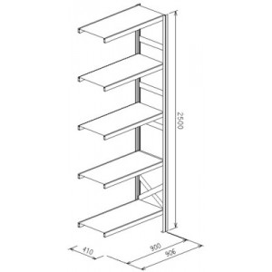 Modulo aggiunto da L.906xP.410xH.2500 a 5 piani - Port.piano Kg.235