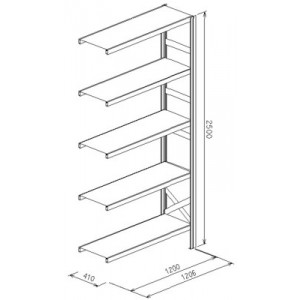 Modulo aggiunto da L.1206xP.410xH.2500 a 5 piani - Port.piano Kg.205