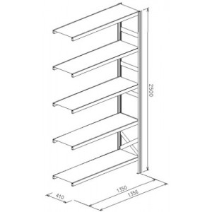 Modulo aggiunto da L.1356xP.410xH.2500 a 5 piani - Port.piano Kg.180