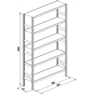 Modulo base da L.1574xP.410xH.2500 a 5 piani - Port.piano Kg.175