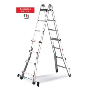 Scala professionale telescopica a 8+8 gradini - H.lavoro fino a m.4,10
