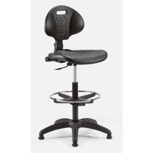 Sgabello girevole WORK S seduta e schienale in poliuretano